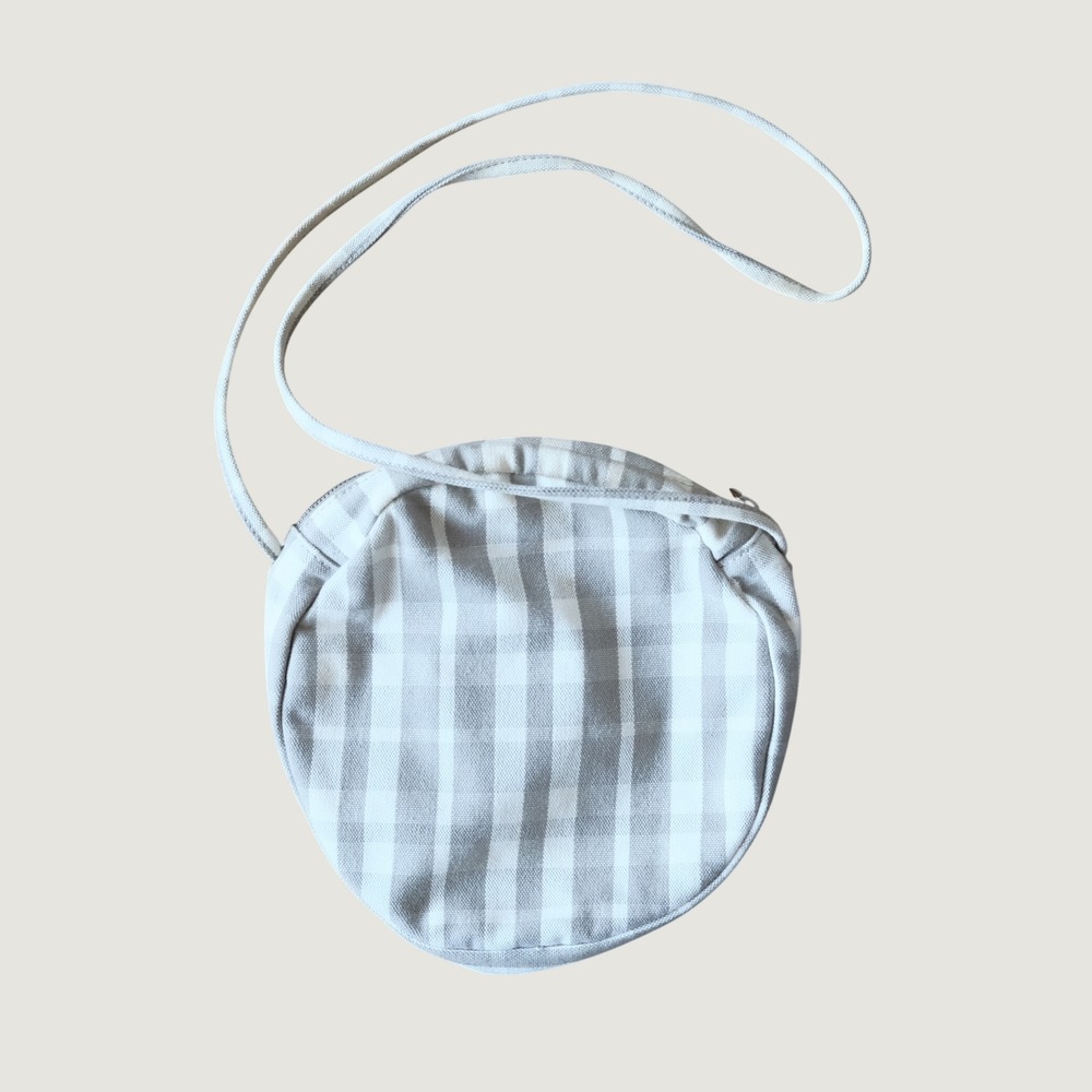 Baggu Medium Canvas Circle Purse Dove Plaid Gingham Crossbody Bag NWT